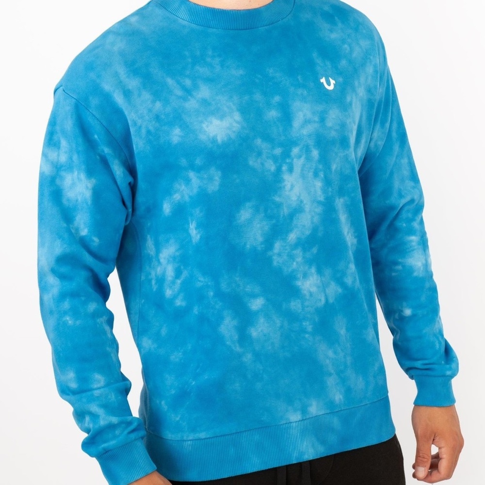 True Religion Sky Blue Tie Dye Crewneck Sweatshirt - XL